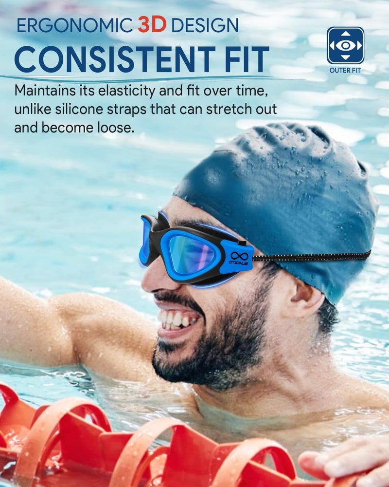 Otionus Store Swim Goggles, Polarized Adult Swimming Goggles Bungee Strap No Hair Pulling Anti-fog Pool Goggles for Men Women - Image 3